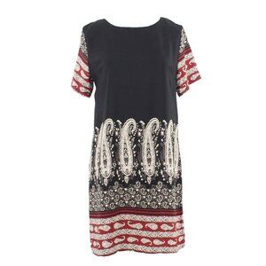 GIBIU $42 Sz S Black Multi Paisley Zip Back 100% Poly Dress